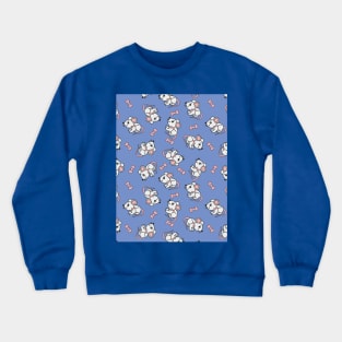 Cute mouse with a pink bow on a blue background Crewneck Sweatshirt